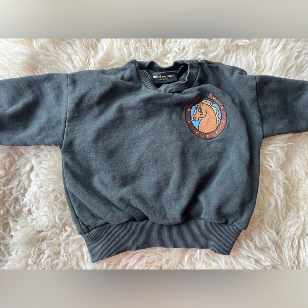 Mini Rodini Charcoal Horse Sweat Shirt 9-18 months